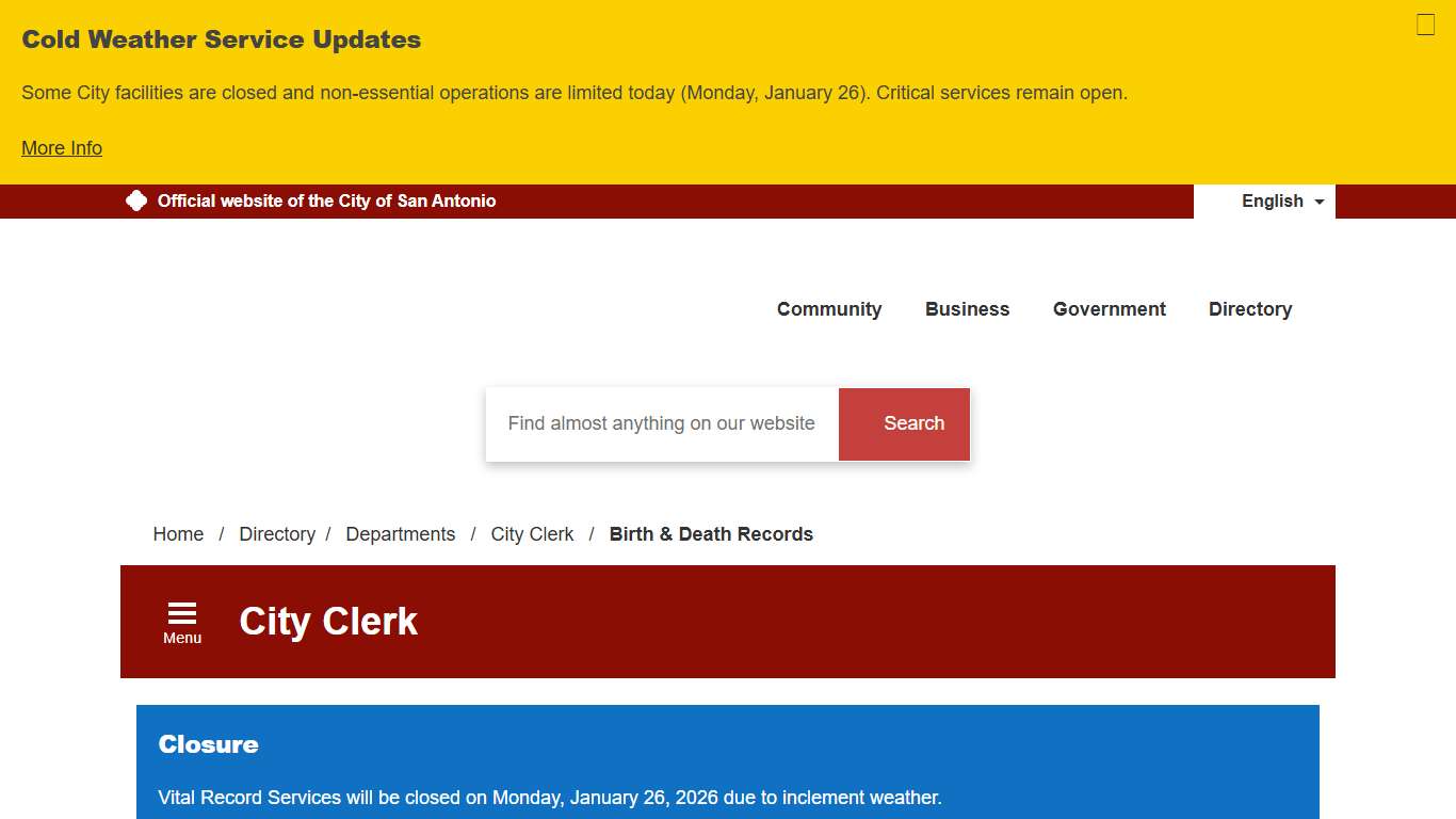 Birth & Death Records - City of San Antonio